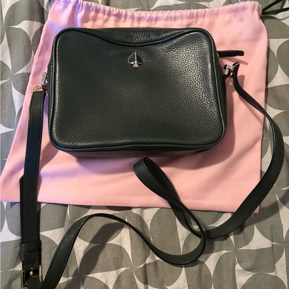 Kate Spade Polly Medium Forest Green Crossbody Bag with Pebbled Leather - Picture 4 of 7